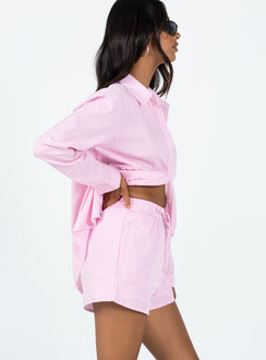 Matching set Striped print Classic button down top High waisted shorts Relaxed fit