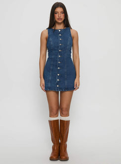 Yumiko Denim Romper Mid Wash Tall