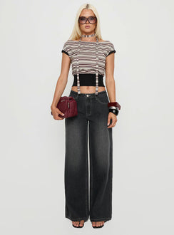 Amantha Scarf Detail Off Shoulder Top Stripe
