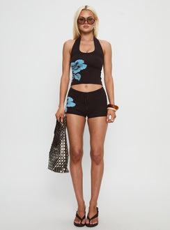 Surfer Girl Knit Shorts Brown / Blue