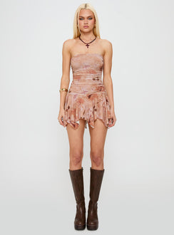 Minxie Strapless Playsuit Pink Floral