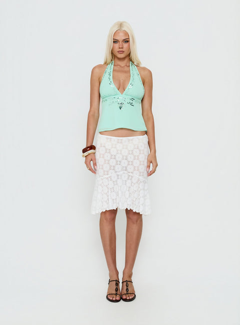 Infinity And Beyond Sequin Halter Top Turquoise