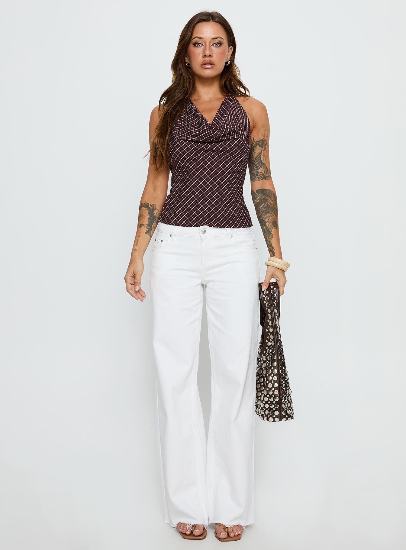 Gaybriel Cowl Neck Low Back Top Wine Check