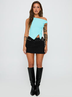 front view of model wearing Princess Polly Paltrow Cargo Mini Skort Washed Black High Waisted Shorts 