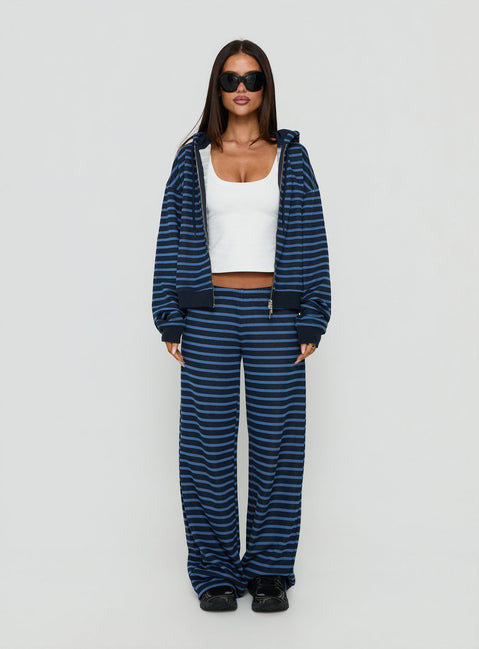 Delaeni Straight Leg Sweatpants Blue Stripe