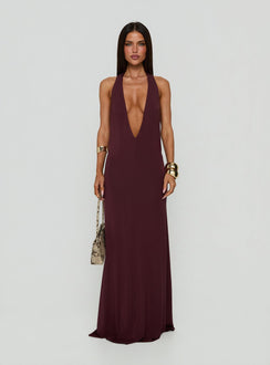 Think About Me Plunge Neck Racerback Maxi Dress Plum