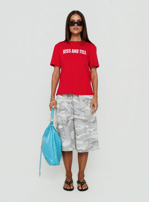 Allyza Baggy Cargo Shorts Snow Camo
