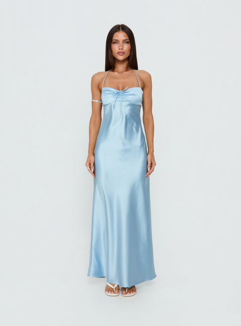 Fireproof Halter Maxi Dress Baby Blue