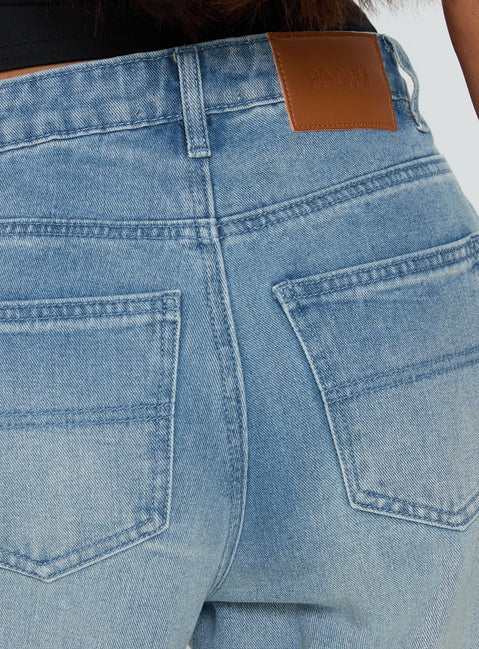 Crafted from Naylor Mid Rise Wide Leg Jeans Light Wash Denim Light Blue Wash Petite in womens-jeans with mid-rise product