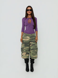 Yemina Keyhole 3/4 Sleeve Top Purple