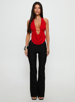 Yevina Eyelet Flare Pant Black Tall