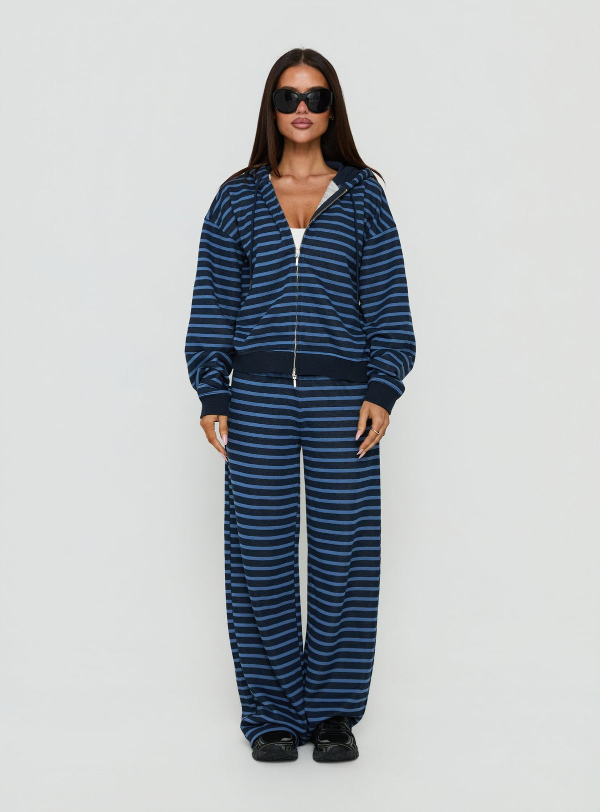 Delaeni Zip Through Hoodie Blue Stripe