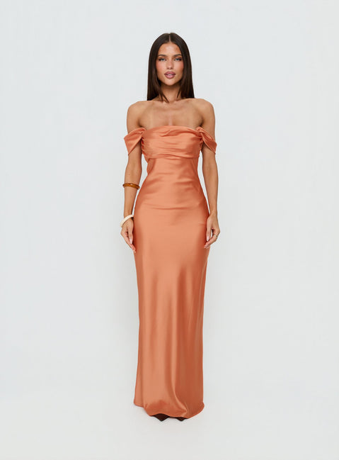 Azura Off The Shoulder Maxi Dress Orange