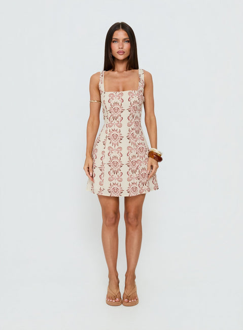 Maris Mini Dress Cream / Pink