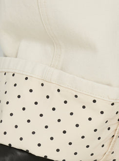 Nikoletta Foldover Jeans Cream / Polka