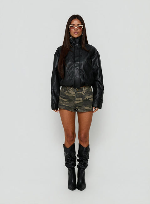 Dreamful Low Rise Mini Denim Short Washed Camo Tall