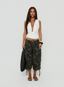 Tearra Plunge Cross Front Top White