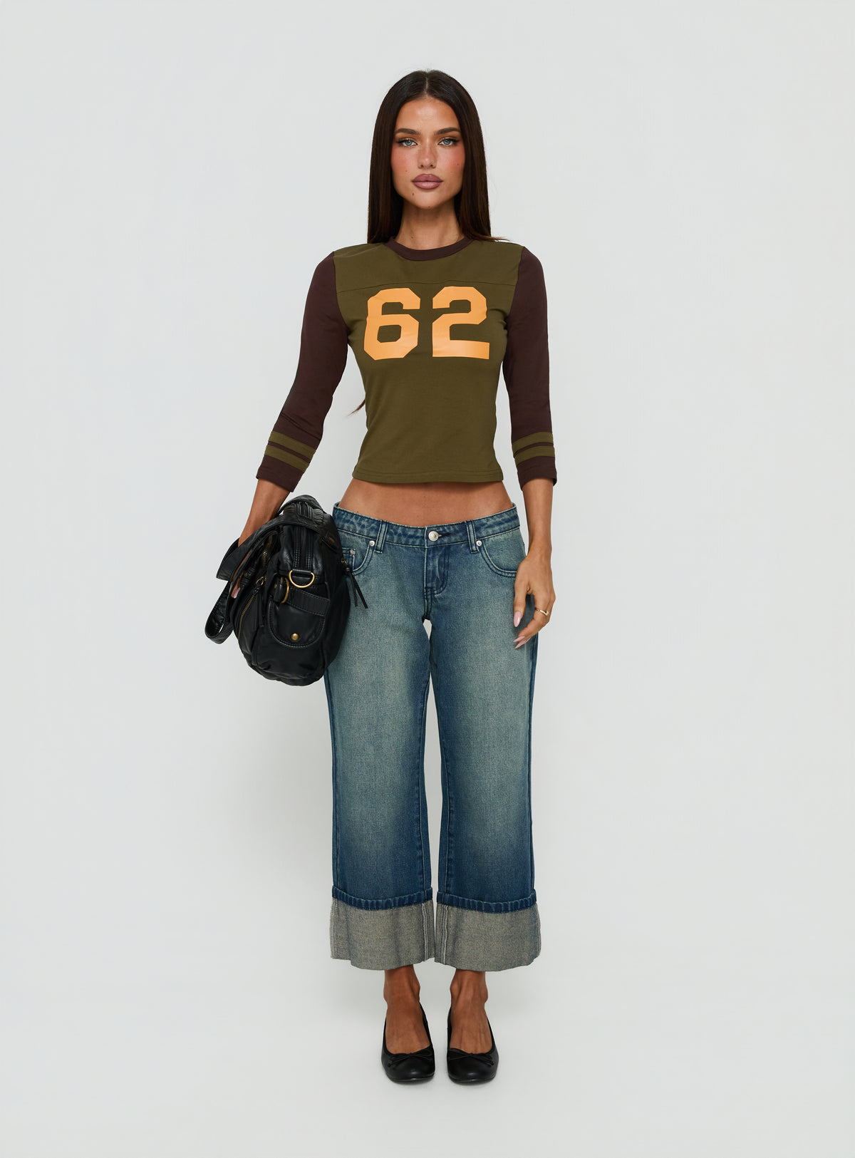 Harrlie Cuffed Cropped Low Rise Jeans Vintage Wash