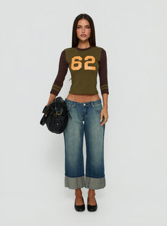 Harrlie Cuffed Cropped Low Rise Jeans Vintage Wash