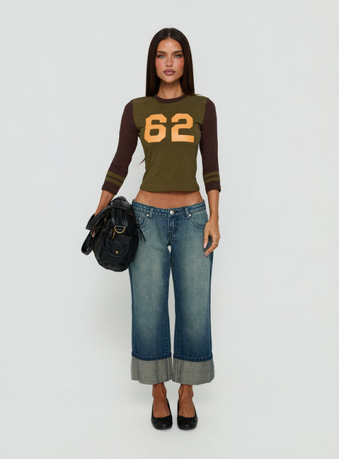 Harrlie Cuffed Cropped Low Rise Jeans Vintage Wash