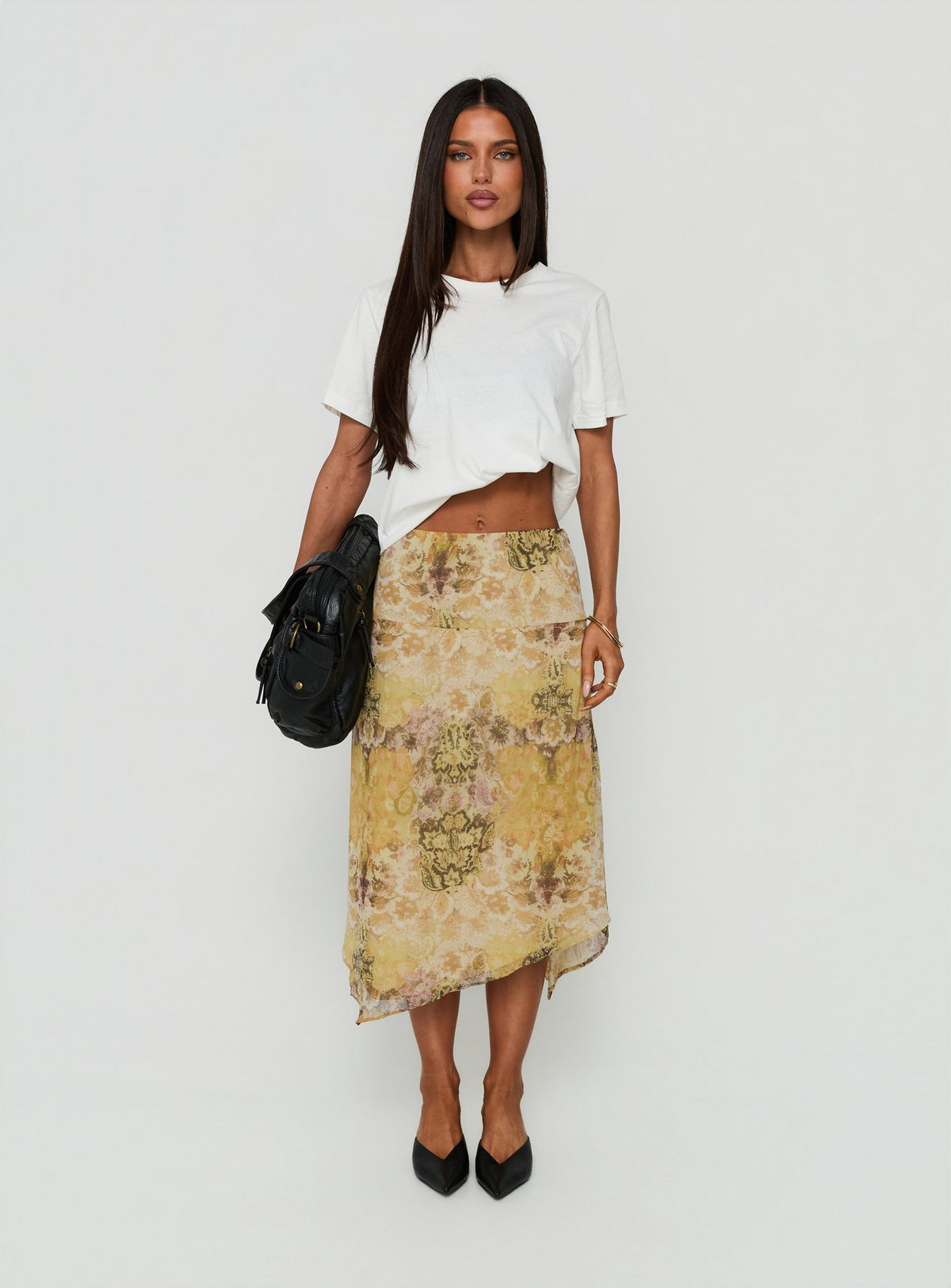 Daphene Asymmetrical Midi Skirt Multi