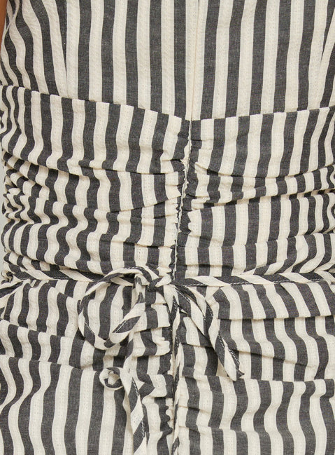 Gracea Gathered Waist Romper Stripe