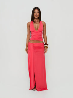 Keerah Tie Neck Halter Top Guava