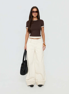 Lights Low Contrast Trim Top Chocolate / Beige