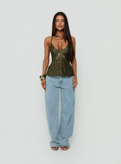 Opaline Sequin Cami Top Green