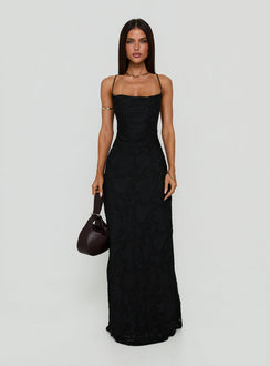 Celena Maxi Dress Black Burnout