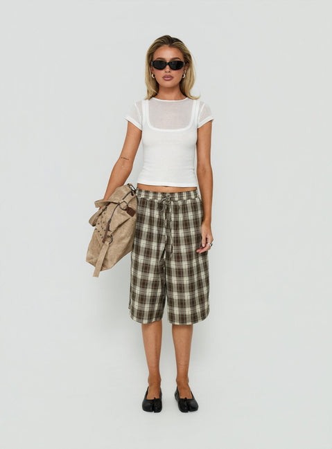 Tucka Long Line Baggy Shorts Multi Check