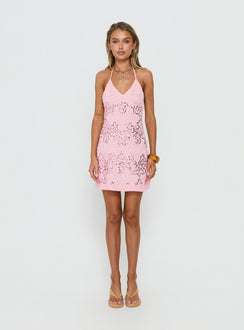 Stazia Beaded Mini Dress Pink