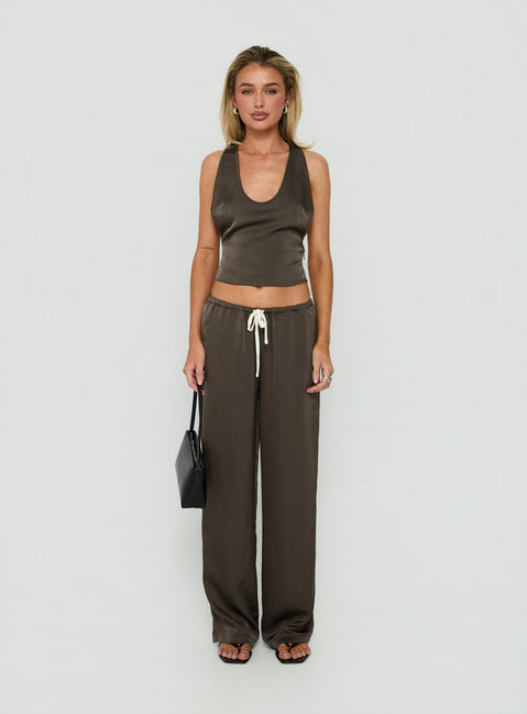 Bare Satin Cami Top Mocha