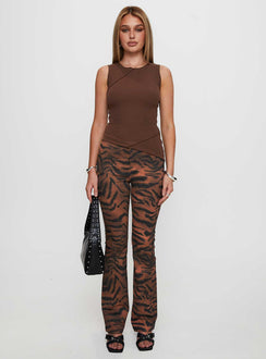 front view of model wearing Princess Polly Andrina Straight Leg Pants Multi High Waisted Pants 
