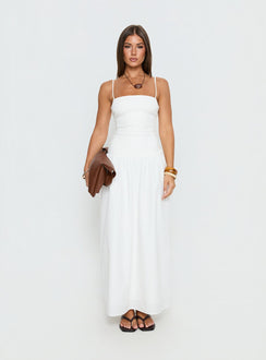Erroll Drop Waist Knit Maxi Dress White