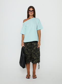Settle Down One Shoulder Top Aqua