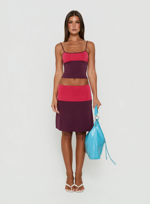 Karinna Scoop Splice Tank Top Red / Plum