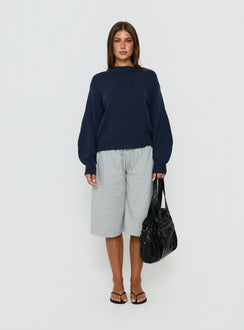 Harmony Balloon Sleeve Knit Sweater Navy