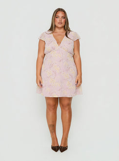Cannelloni Mini Dress Lilac Floral Curve