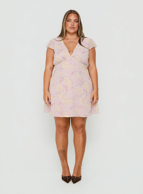 Cannelloni Mini Dress Lilac Floral Curve