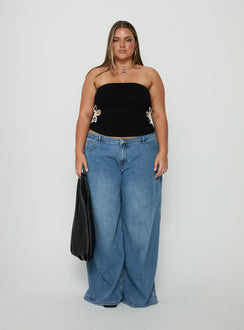 Currents Strapless Cut Out Detail Top Black Curve