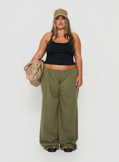 Lunea Concealed Waistband Pants Khaki Curve