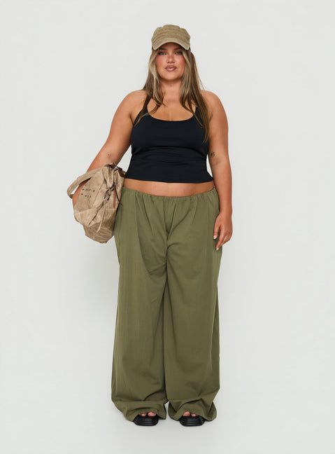 Lunea Concealed Waistband Pants Khaki Curve