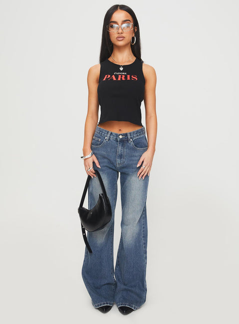 front view of model wearing Princess Polly Hanlen Jean Blue High Waisted 