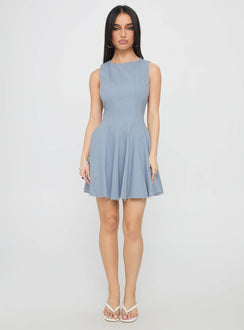 Composure Pleat Mini Dress Blue