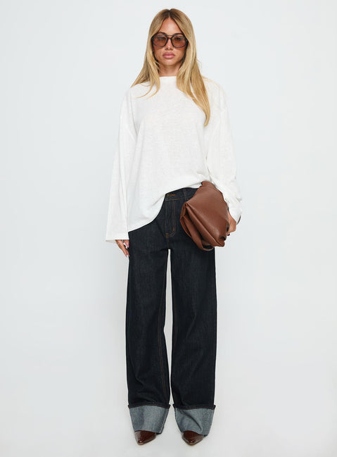Zaydee Oversized Long Sleeve Top White