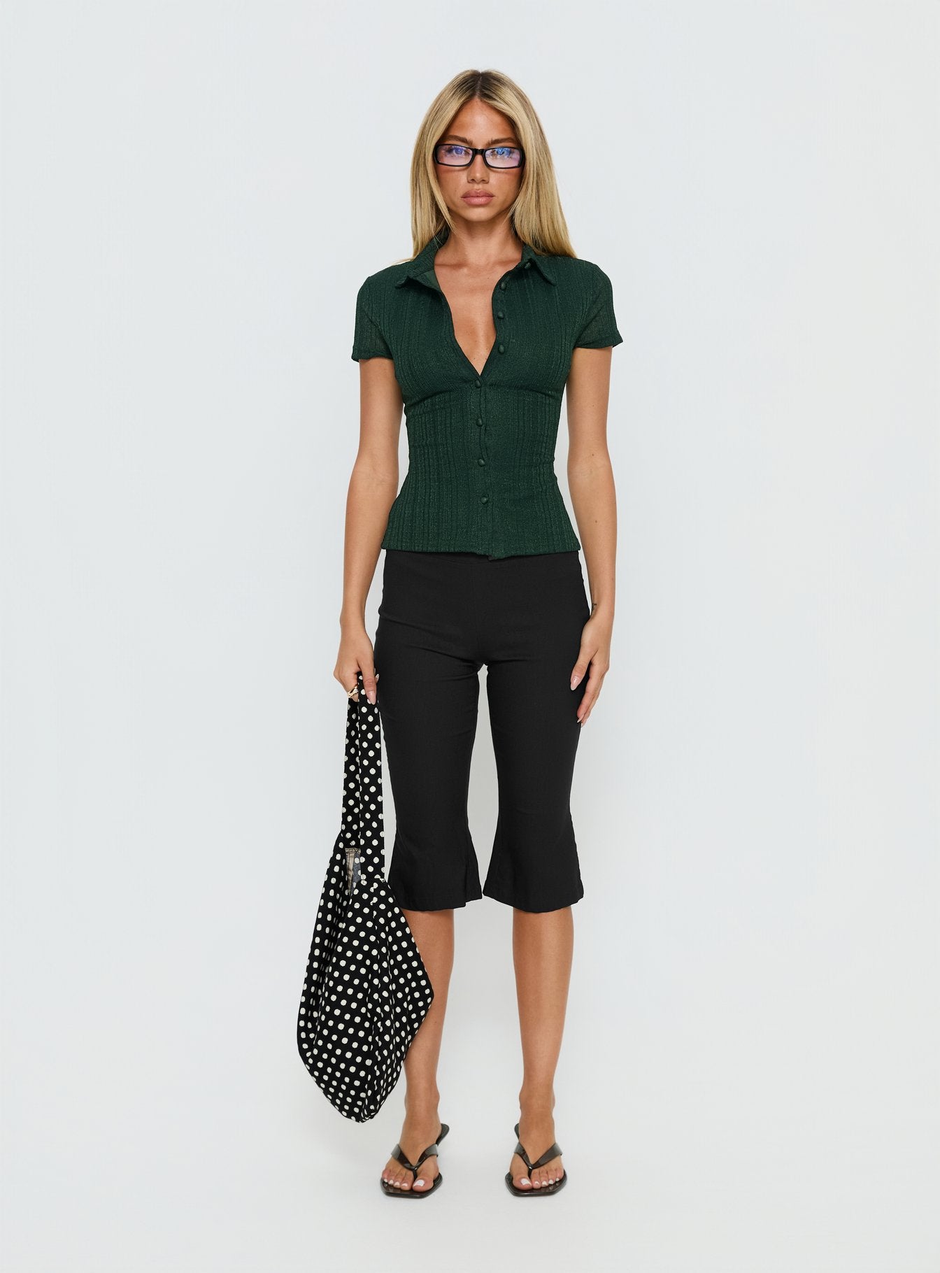 When You Sleep Short Sleeve Top Dark Green