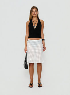 Designed with an Evangela Sheer Midi Skirt in womens-skirts featuring midi length front view of model wearing Princess Polly