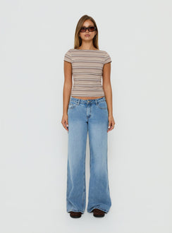 Nyren Low Back Boatneck Top Multi Stripe
