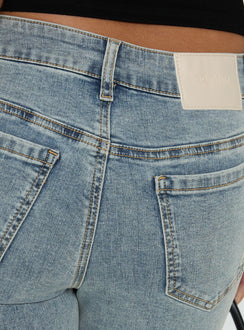 Featuring Bethany Low Rise Bootleg Jeans Ice Wash womens-jeans with flared hem Princess Polly